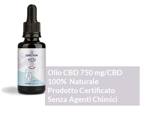 Descrizione Olio di CBD per cani da 30 ml al 2,5% - Sensitiva