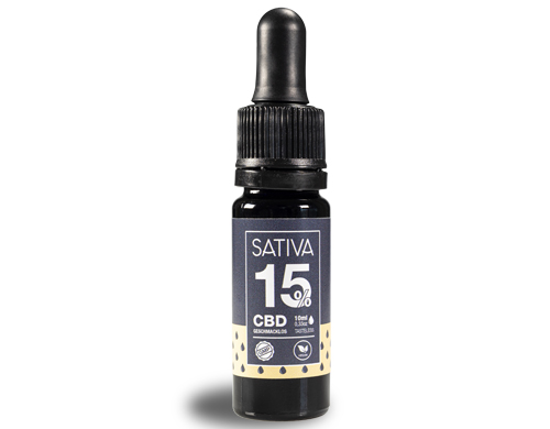 bottle of 10ml of oil cbd Sativa at 15%